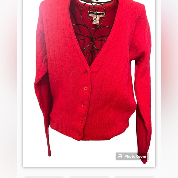 Jennifer Moore Petites Sz S Lambswool Thai Retro V-neck Red Knit Cardigan
﻿ - Picture 2 of 8